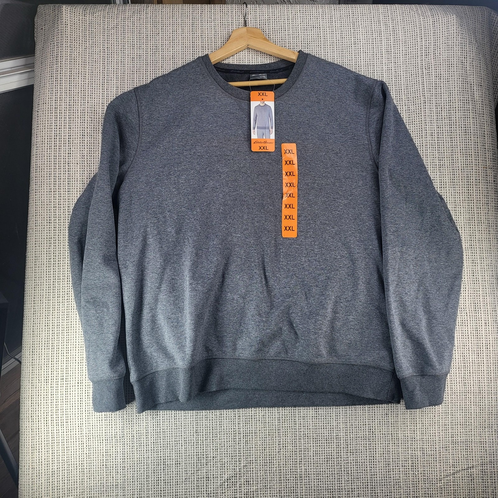 Eddie Bauer Sweater Mens 2xl Xxl Gray Crewneck Pullover Fleece Lined New Tag